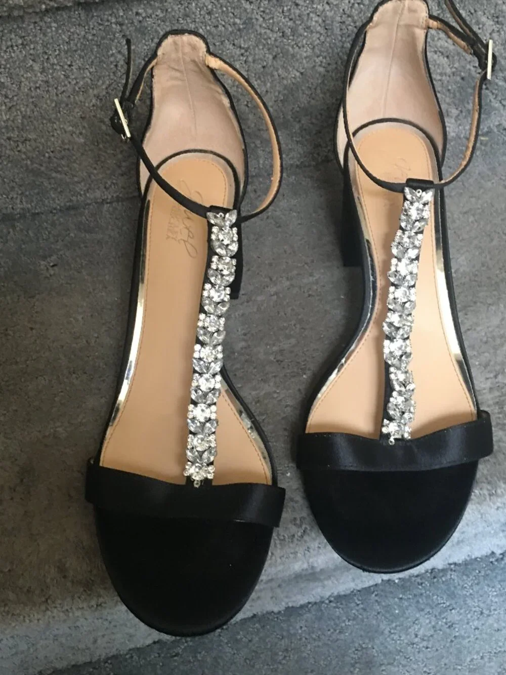 Women's Badgley Mischka Jewel T-Strap Metallic Formal Dress Sandals Size 9, EUC
